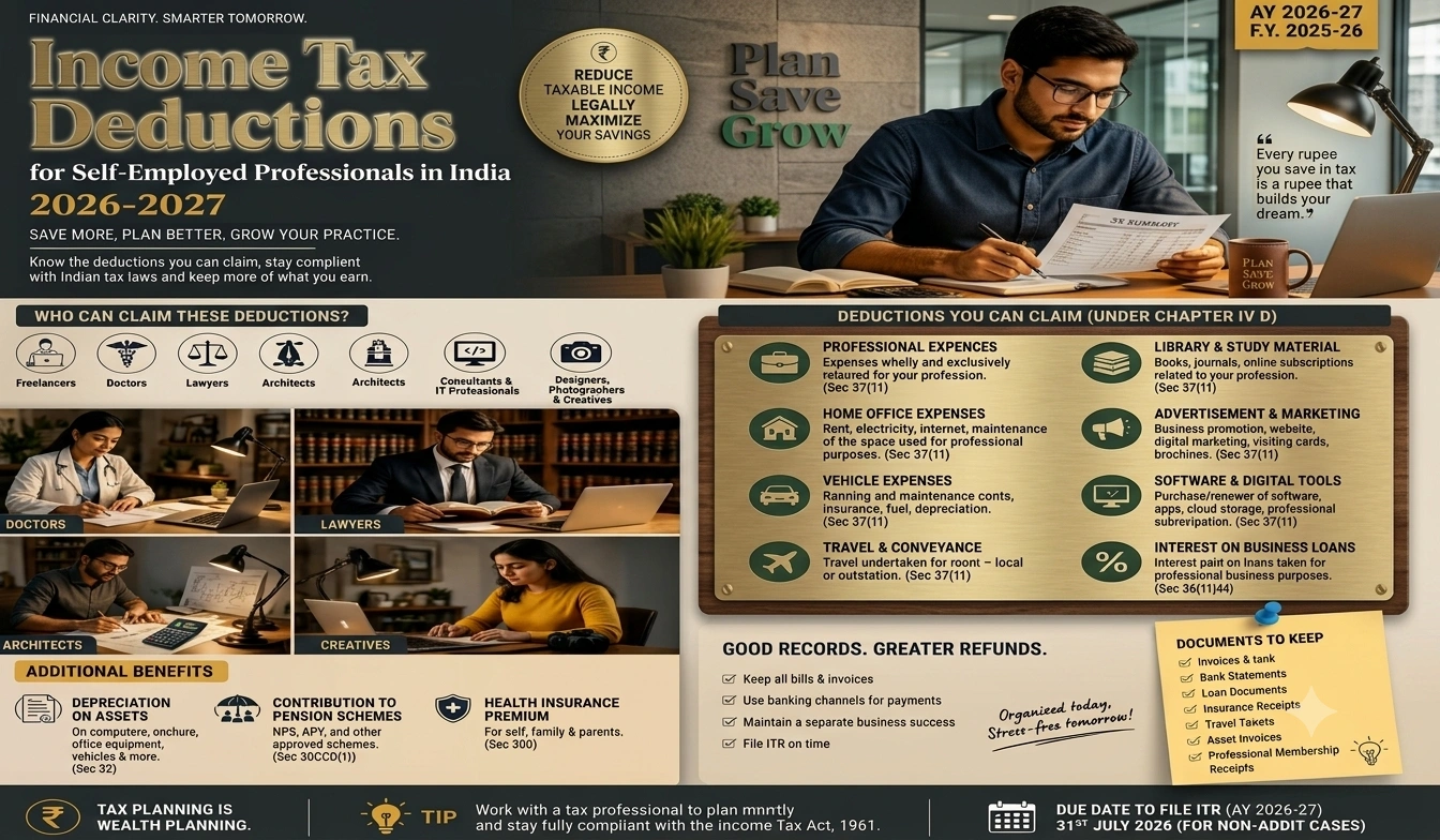 Income Tax Deductions for Self-Employed Professionals in India 2026-2027