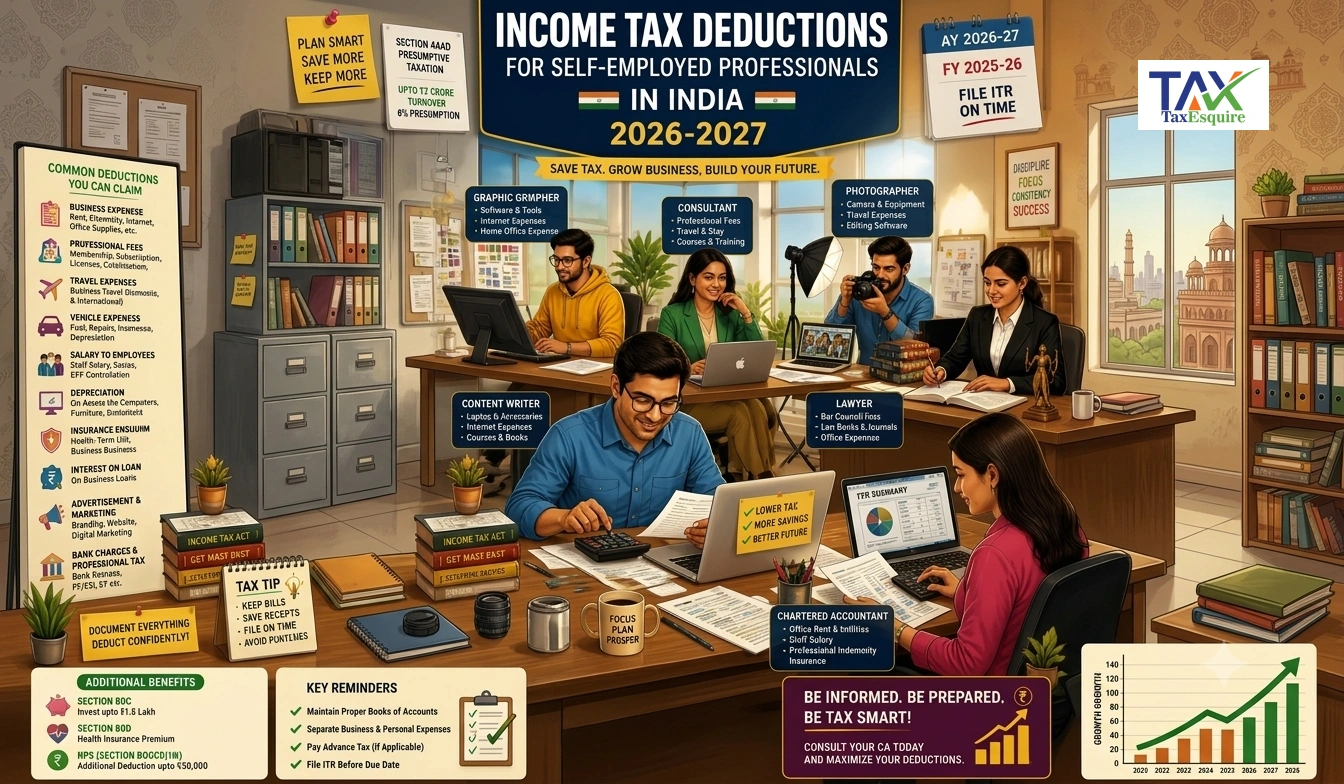 Income Tax Deductions for Self-Employed Professionals 2026-2027: Complete Guide in India