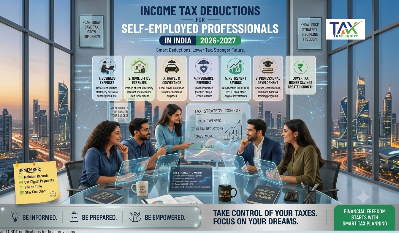 Income Tax Deductions for Self-Employed Professionals in India 2026-2027 Help By CA Team And Complete Guide