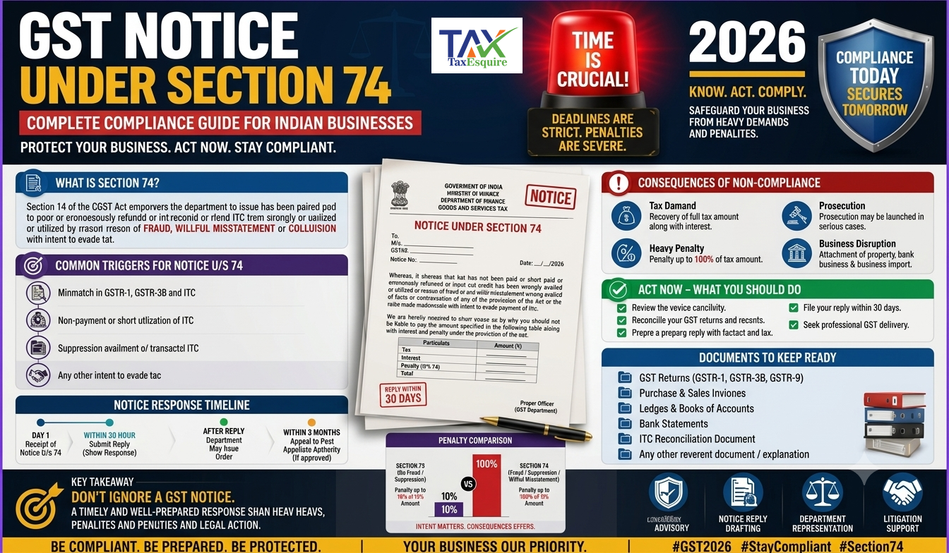 GST Notice Under Section 74: Complete Compliance Guide for Indian Businesses in 2026