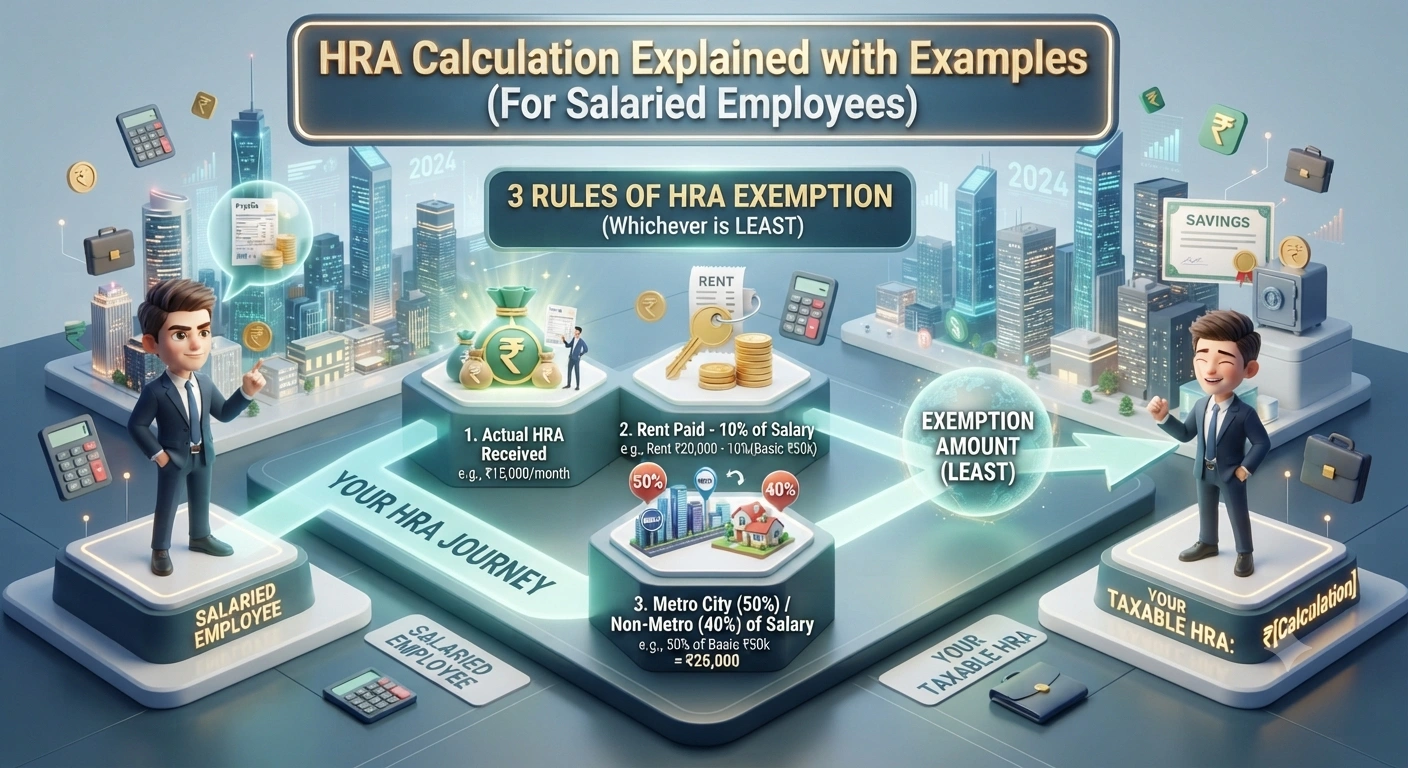 HRA Calculation Explained with Examples (For Salaried Employees)