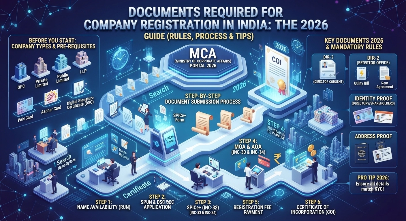 Documents Required for Company Registration in India: The 2026 Guide (Rules, Process & Tips)